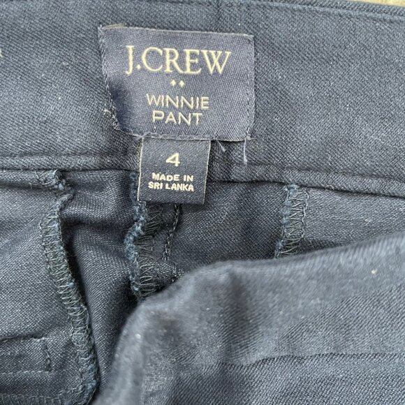 J.CREW Winnie Pants Womens Navy Blue Cotton Stretch Side Zip Flat Front Size 4 - Picture 5 of 14